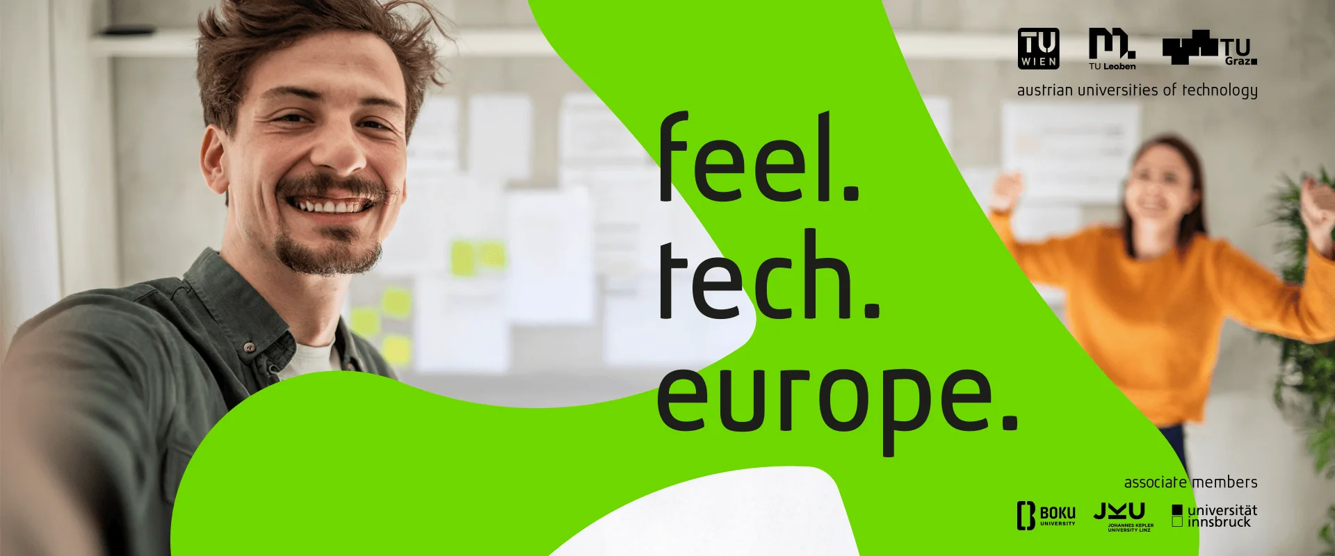 TU Austria Banner mit dem Text "feel tech europe"